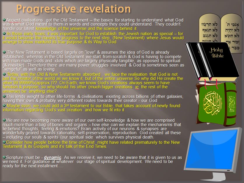 progressive revelation and how scripture should reflect the times